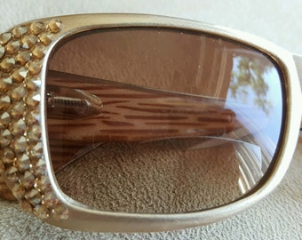 Sunglass Readers Reading Glasses  Gold Swarovski Element Crystals 1.00
