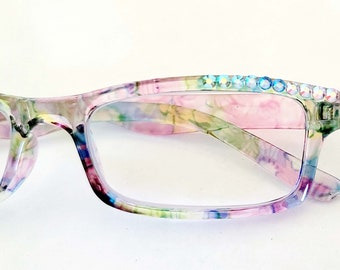 Pastel Swirls made with Fine European Crystals Reading Glasses  Free shipping in US