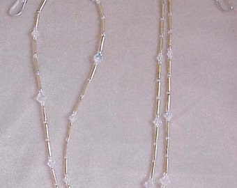 Handmade with FIne European  CRYSTAL AB Crystals Eyeglass Chain Holder Only Gold Free Shipping in US