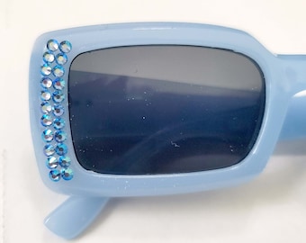 Beautiful Blue Sunglasses with Sapphire AB Austrian Crystals No Strength