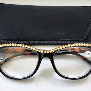 Blue Light Blocking Black and Tortoise Tone 2.50 Reading Reader Topaz Crystal Glasses, Spring Hinge for comfort