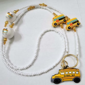 Bus Driver Gift School Bus White Id Badge Holder Lanyard  Accents Teacher