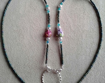 Spring Lampwork Tulip La Eyeglass Necklace Crystals Loop Holder Chain