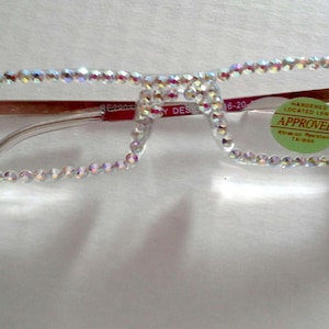 Full Crystal Ab Reading Glasses, silver arms all strengths available.