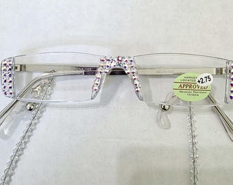 Crystal READING GLASSES only Gold Arms handmade with Crystals  All  Strengths  Available