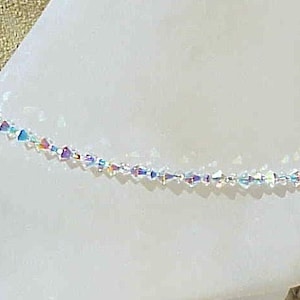Crystal 2xAb  Anklet Ankle Bracelet handmade with Fine European crystals Custom  FREE SHIPPING in US Sterling Silver Clasp
