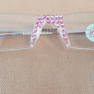 Sassy CRYSTAL  Rose AB  Reading  GLASSES, Readers all  Strengths Available Silver Arms