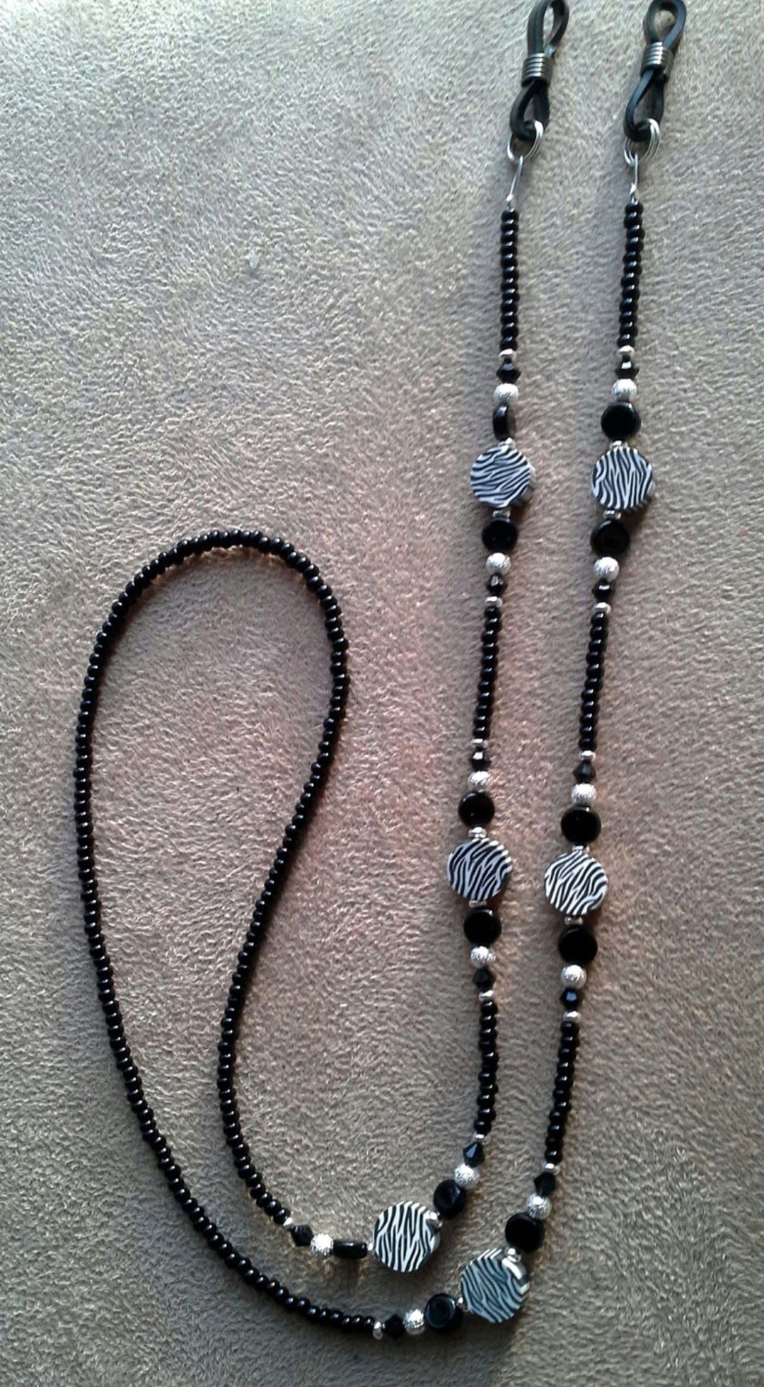 Handmade Red Blk & Wht Zebra Eye Glass Necklace Red Zebra Heart Pendant | Annie did it main image 3