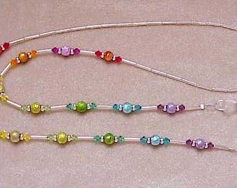 RAINBOW CRYSTAL handmade  fine European Crystals  Eyeglass Chain Holder Silver