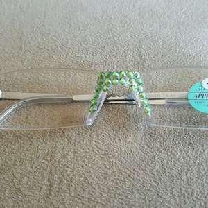 Sassy Lime Crystal Reading Glasses made with Fine European  crystals Elements, Readers all strengths