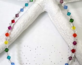 Handmade Rainbow Austrian Crystals Anklet Ankle Bracelet Custom Size For You FREE shipping in US