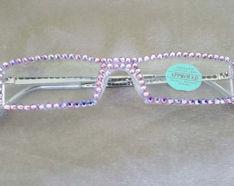 Sexy Full Crystal Light Rose AB  Reading Glasses handmade with Fine European Crystals