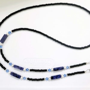 Shimmering Blue Genuine Lapis Crystal Eyeglass Chain Holder