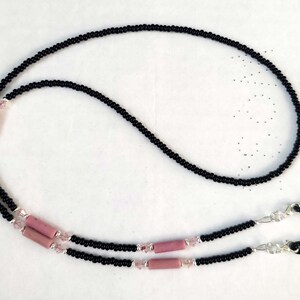 Pink Rhodochrosite Genuine Stone Crystal Eyeglass Chain Holder Free Shipping