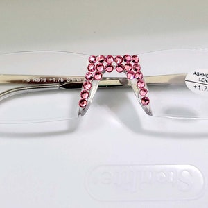 Rose  Crystal Reading Glasses made with Fine European Crystals silver arms all strengths