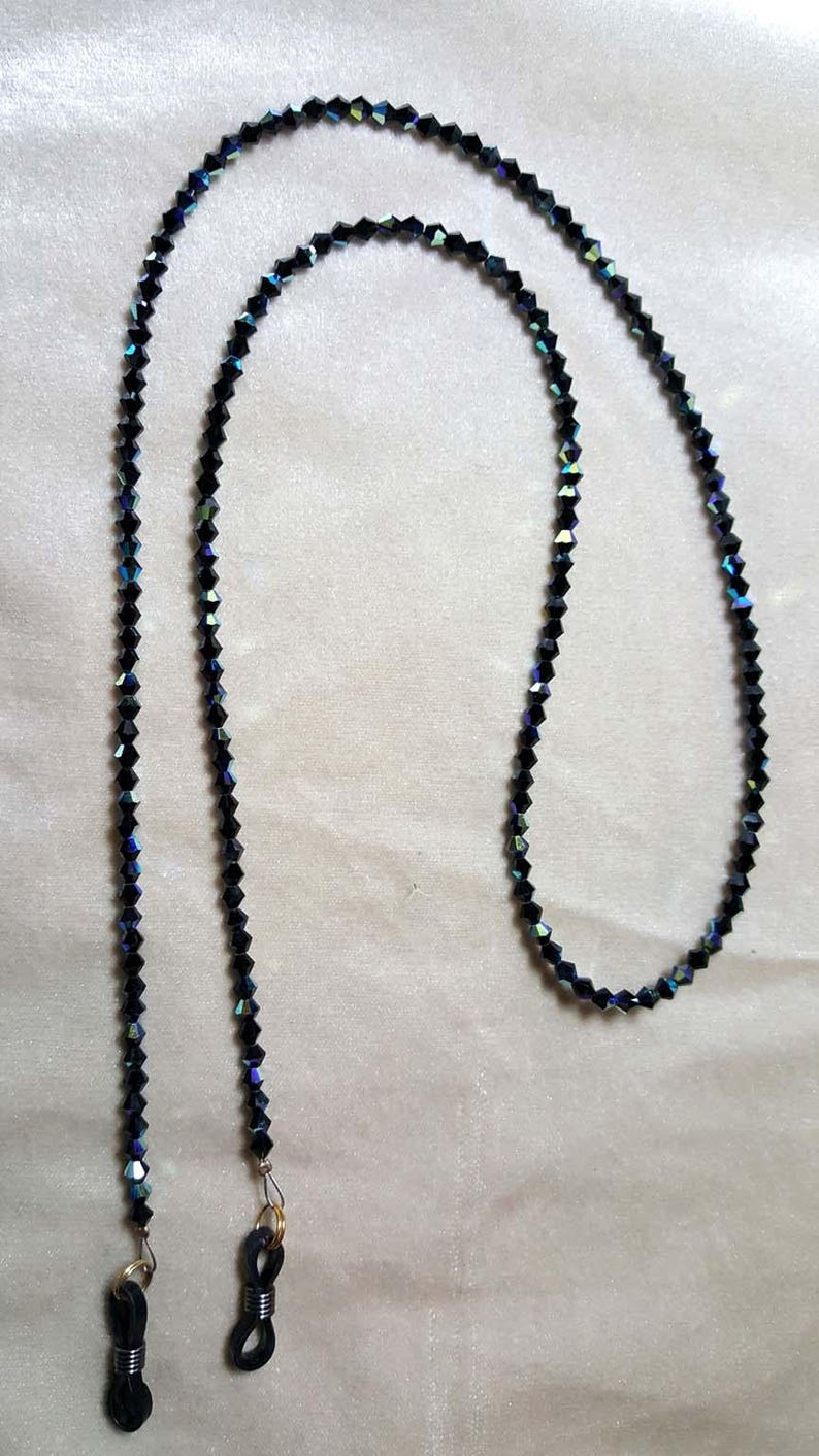 Totally Black Jet AB Crystal Eyeglass Chain with Swarovski Etsy