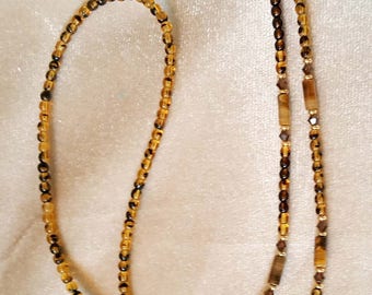 Shimmering Brown Tigereye Tortoise Shell Crystal Eyeglass Chain Holder