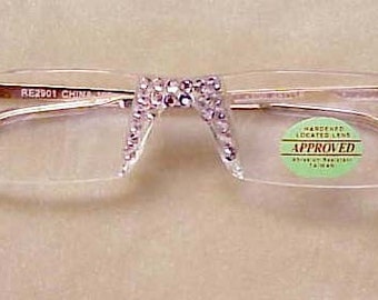 Lilac Crystal Reading Glasses with Fine European Crystals silver arms all strengths FREE SHIPPING in US