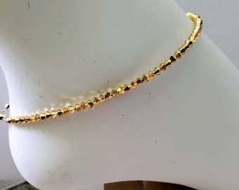 Gold Aurum Crystal Crystals 2X Anklet Ankle Braclet handmade will CUSTOM Size Free Shpping US