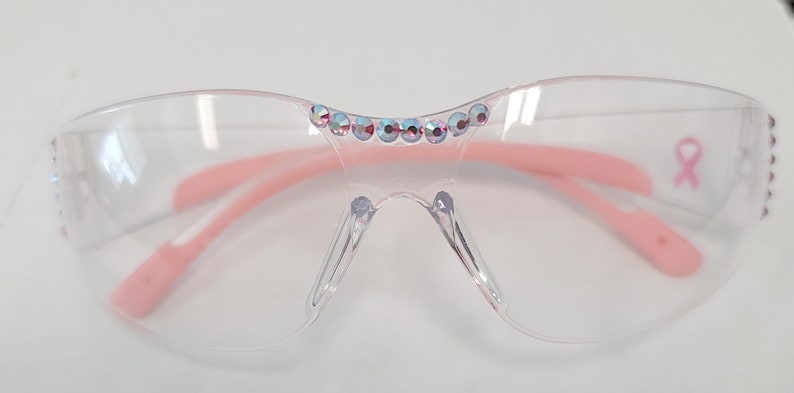 SALE Pink Fine European Crystal Crystals Petite Safety Glasses Biker Glasses Anti Fog image 1