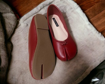 Tabi Shoes For Women, Women Eco Friendly Split Toe Tabi Ballet, Eco Leather Tabi Ballet Flats, Faux Leather Tabi Shoes