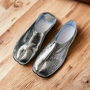 Tabi Ballet Flats, Silvery Ballet Flats,Tabi Ballet ,Women's Shoes,Tabi Shoes,Flat Shoes,Casual Shoes, Split Toe Ballerina Shoes image 1