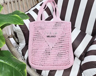 Women raffia tote bag,hand knitted bag, travel bag,tote work bag,summer bag, mom bag, bags, women bag,work bag