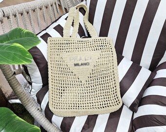 Raffia Tasche, Gehäkelte Raffia Tasche, Raffia Einkaufstasche, Korb Strohtasche, Einkaufstasche, Sommertasche, Reisetasche, Muttertasche, Netztasche, Strandtasche, Frauentasche