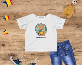 Kids Football Fan T-Shirt, Children Football Tee, EURO 2024 Romania Infant Tshirt, Kids T-shirt Supporter of Romania at EURO 2024