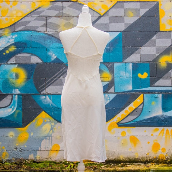 Women's White & Blue Floral Lace Slip Dress Size S - image 5
