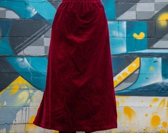 Women's Plus Size BFA Classics Red Corduroy Midi Skirt