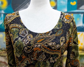 Women's Vintage Paisley Black Blouse