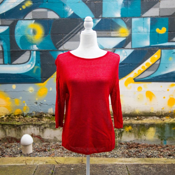 Women's Red J. Jill Knit Sweater Top