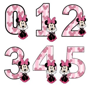 Numeri a tema Minnie, decorazioni compleanno fai da te, png, pdf, jpeg, stampa digitale, stampa decorativa, allestimento feste
