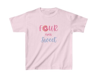Chemise pour le quatrième anniversaire, 4e anniversaire, chemise en forme de beignet, quatre toujours adorables, chemise pour tout-petit