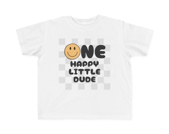 One Happy Little Dude Shirt, First Birthday Shirt, 1st birthday shirt, Toddler Shirt, Happy Shirt, Checkered Shirt