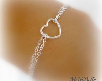 Heart Bracelet. Simple Heart Bracelet. Dainty Heart Bracelet. Mom Bracelet. Bridesmaids Bracelet. Flowergirl Bracelet