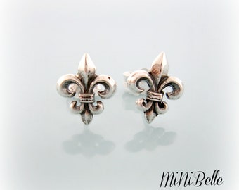 Fleur De Lis Earrings. Sterling Silver Fleur De Lis Post Earrings. Sterling Silver Petite Fleur De Lis Silver Earrings