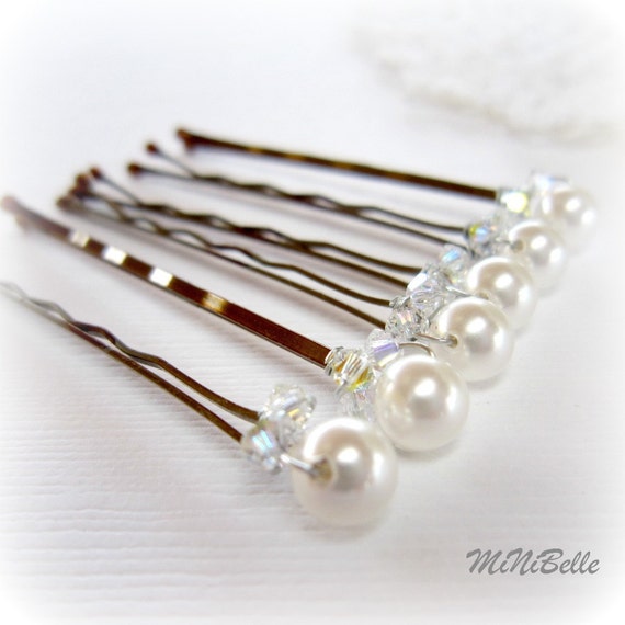 Bridal Hair Pins. White Pearl Hair Pins. Pearl Hair Pins w Etsy