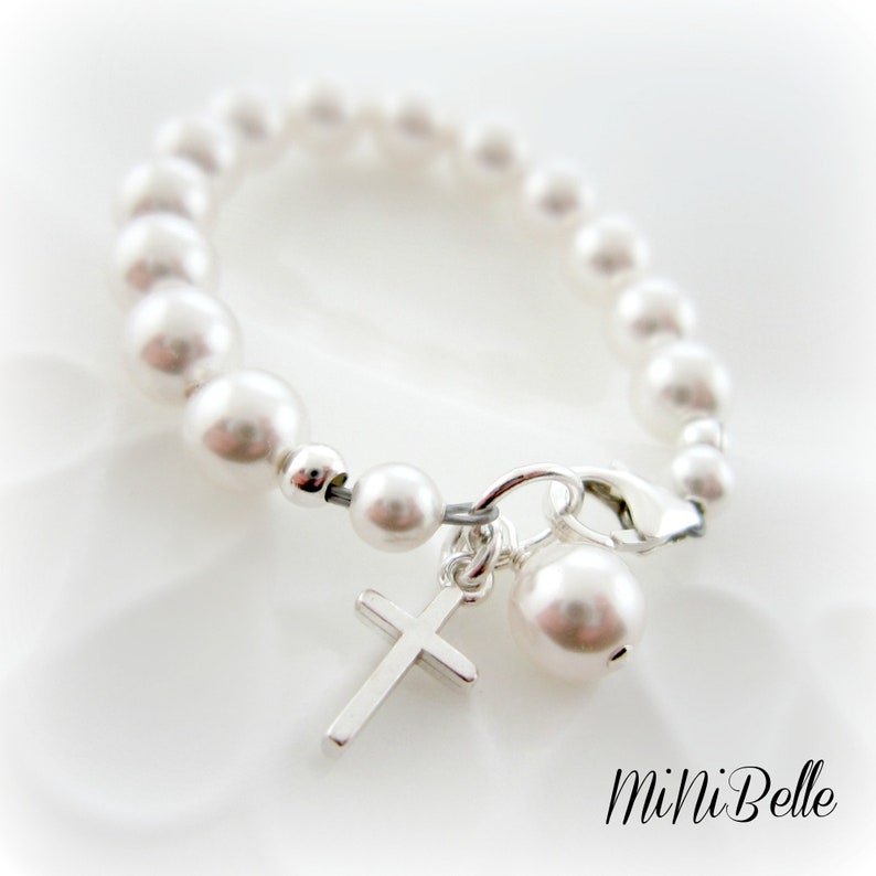 Baby Pearl Bracelet. Baby Pearl Cross Bracelet. Baptism Etsy