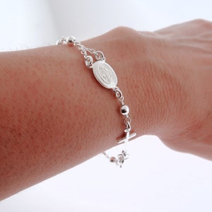 Rosary Bracelet. Sterling Silver Rosary Bead Bracelet. Religious Rosary Bracelet. First Communion Bracelet. Confirmation Gift