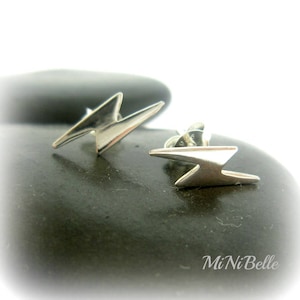 Sterling Silver Lightning Bolt Stud Post Earrings