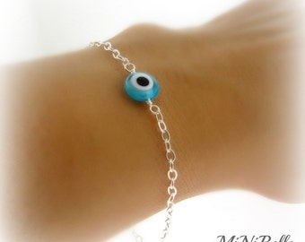 Sterling Silver Blue Evil Eye Bracelet