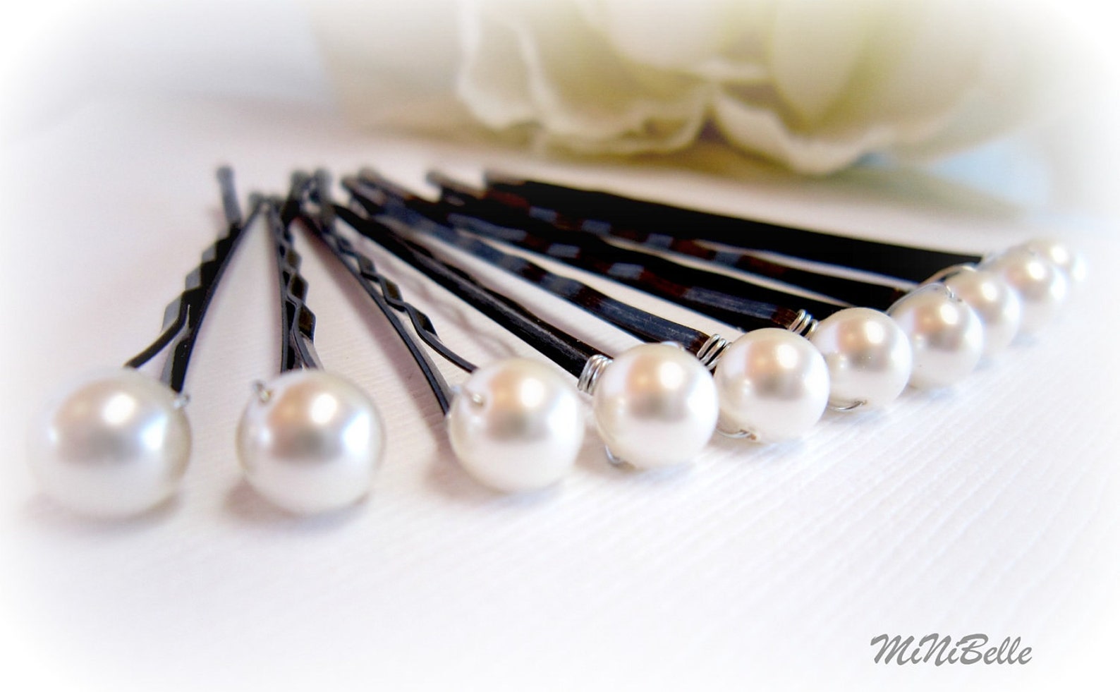 Blue and White Pearl Hair Pins for Formal Events - wide 5