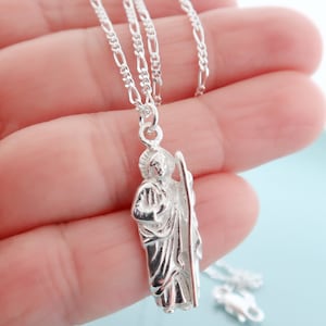 Sterling Silver Saint Jude Necklace. St. Jude Medal Necklace. Catholic Jewelry. San Judas Tadeo