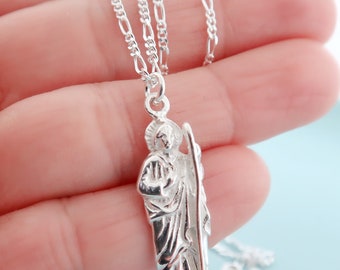 Sterling silver Saint Jude Pendant and necklace / San Judas Tadeo de ...
