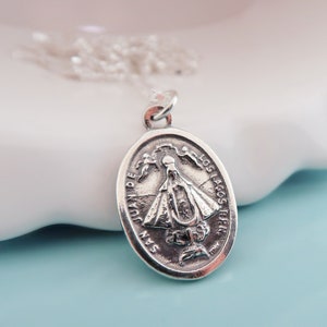 Our Lady of San Juan de los Lagos and Our Lady of Guadalupe Silver Necklace. Virgen De San Juan de Los Lagos Necklace. Religious Necklace