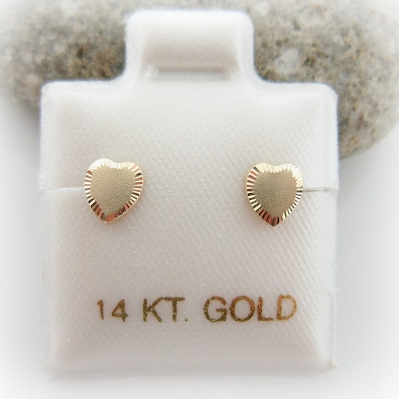 Baby Girls 14K jaune or blanc pierre cœur Vis Arrière Clous Post Boucles d/'oreilles petites