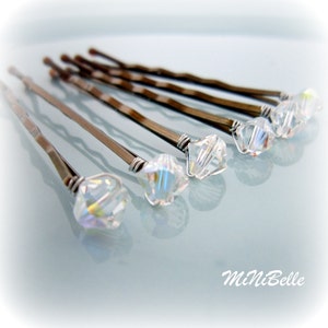 Bridal Hair Pins. Crystal Bridal Hair Pins. Crystal Hair Bobby Pins. Set of 6 Crystal Wedding Hair Pins