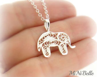 Elephant Necklace. Sterling Silver Elephant Necklace. Good Luck Elephant Necklace
